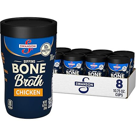 2 × 8-Pk 10.75-Oz Swanson Bone Broth Microwavable Sipping Cup (Chicken) ($6.24 each)