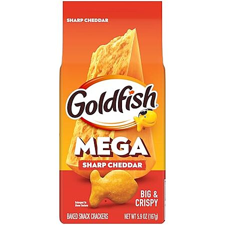 5 × 5.9-Oz Goldfish Mega Bites Sharp Cheddar Cheese Crackers ($1.96 each)