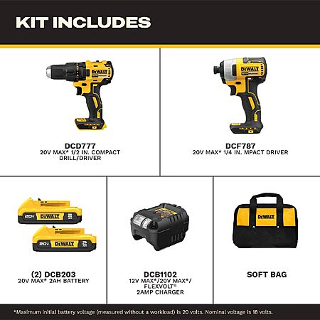 DEWALT DCK277D2 Drill & Impact Driver Combo Kit Deal