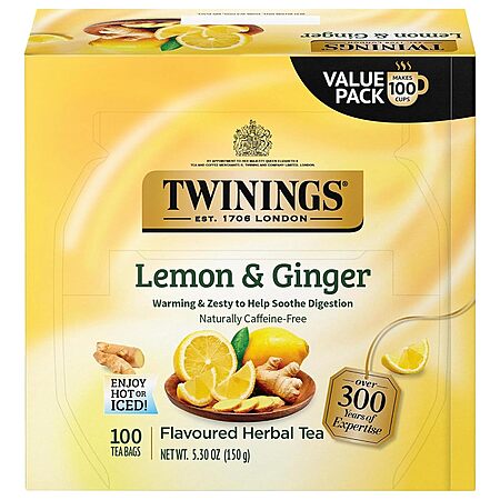 Select Accounts: 100-Count Twinings Lemon & Ginger Herbal Tea Bags $7.14 w/ S&S + Free Shipping w/ Prime or on $35+