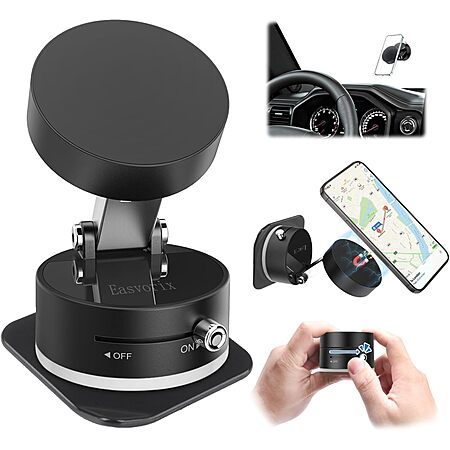 Easvorix Vacuum Suction Cup Magnetic Phone Holder w/ Metal Ring & Adjustable Arm $3.99 + Free Shipping w/ Prime or on $35+
