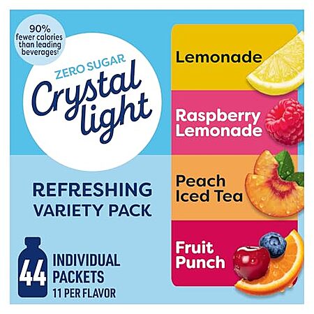 2 × 44-Count Crystal Light Energizing Powdered Drink (Variety Pack) ($7 each)