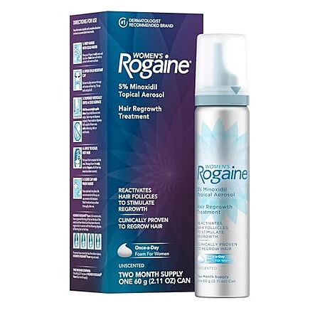 2.11-Oz Rogaine 5% Minoxidil Foam, Topical Once-A-Day Hair Loss Treatment for Women (2-Month Supply)