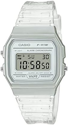 Casio F91W Series Women's Digital Watch w/ Clear Strap