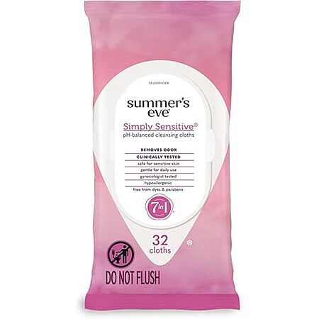 32-Count Summer's Eve Simply Sensitive Daily Gentle Feminine Wipes