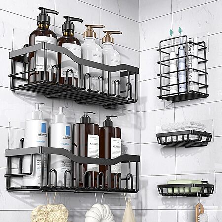 5-Piece Eudele Rustproof Stainless Steel Shower Caddy Organizers (Black) $7.59 + Free Shipping w/ Prime or on $35+