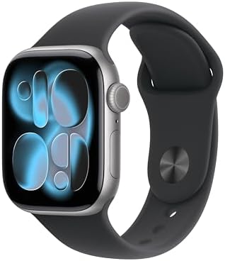 Apple Watch Series 11 [GPS 42mm] Smartwatch with Space Gray Aluminum Case with Black Sport Band - S/M