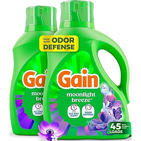 4 × 2-Pack 50-Oz Gain Liquid Laundry Detergent with Odor Defense (Moonlight Breeze) ($8.40 each)