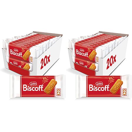 Lotus Biscoff Cookies, Caramelized Biscuit Cookie Snack, Dispenser Box (40 sleeves of 2 extra large cookies) Vegan, 0.9 Ounce, 20 Count (Pack of 2)~$11.88 @ Amazon