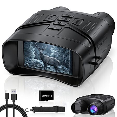 TELUHA Night Vision Goggles for Adults, 4K Night Vision Binoculars with 5000mAh Rechargeable Battery and 32GB TF Card for Hunting, Wildlife Observation and Security $79.98