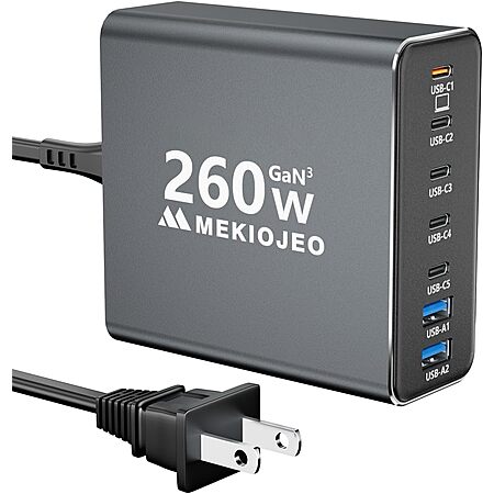 MEKIOJEO 7-Port 260W GaN Charger Review & Deal