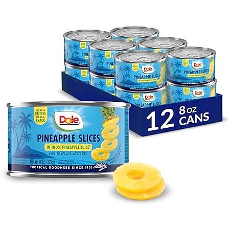 Dole Canned Pineapple Slices 12-Pack Deal on Amazon