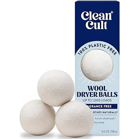 3-Ct Cleancult Wool Dryer Balls (Fragrance Free, 100% New Zealand Wool)