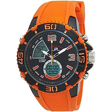 Accutime U.S. Polo Assn. Sport Men's US9483 Sport Watch with Orange Silicone Band
