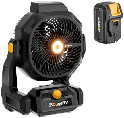 BougeRV AC/DC Cordless 755 CFM Jobsite Fan w/ LED Light + 8Ah Battery