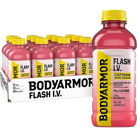 BODYARMOR Flash I.V. Zero Sugar Electrolyte Drink 12-Pack Deal