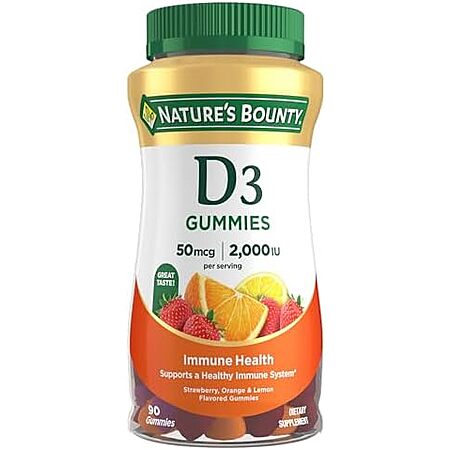 90-Ct Nature's Bounty Vitamin D3 Immune Health Supplement Gummies (Mixed Fruit)
