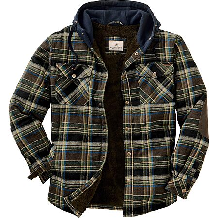 $24.98: Mens Hooded Plaid Flannel Berber Lined Shirt Jacket (Union Plaid, Medium ONLY)