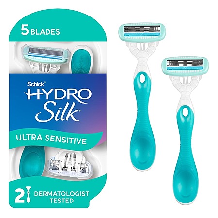 Select Accounts: Schick Hydro Silk 5-Blade Disposable Razors for Women Sensitive Skin (2-Count) $4.17 w/ S&S + Free Shipping