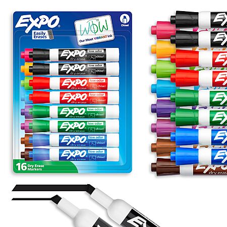 EXPO Chisel Tip Dry Erase Markers 16-Pack Deal on Amazon