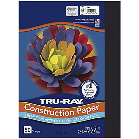 Pacon Tru-Ray Heavyweight Construction Paper, Black, 9