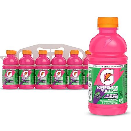 12-Pk 12-Oz Gatorade Lower Sugar Electrolyte Sports Drink (Rain Berry)