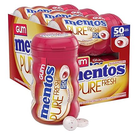 6-Pack 50-Piece Mentos Pure Fresh Sugar-Free Chewing Gum w/ Xylitol (Cinnamon)