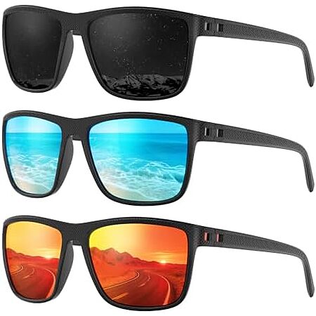 3-Pk Fanshen Men's Polarized Sunglasses (various)