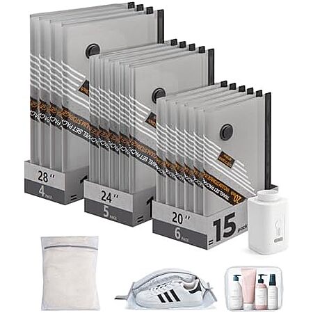 18-pk BAGSMART Vacuum Storage Bags w/ Rechargeable Pump