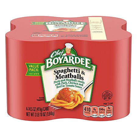 Chef Boyardee Spaghetti & Meatballs 4-Pack Deal on Amazon