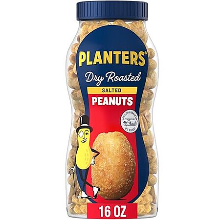 5 × 16-Oz Planters Dry Roasted Peanuts (Salted) ($2.14 each)