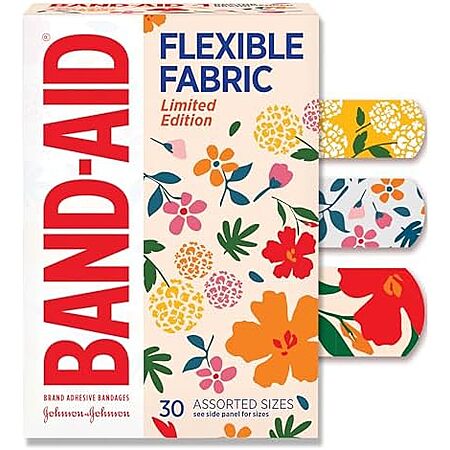 30ct Band-Aid Brand Flexible Fabric Adhesive Bandages (Wildflower)
