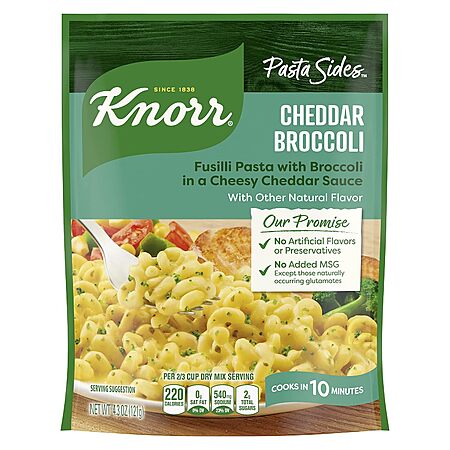 4.3-Oz Knorr Pasta Sides Cheddar Broccoli Fusilli $0.65 w/ S&S + Free Shipping w/ Prime or on $35+
