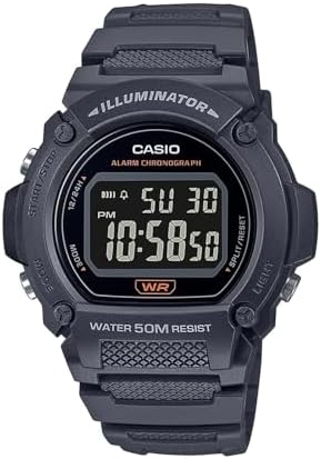 47mm Casio Men's W219H Series Digital Watch (Gray)