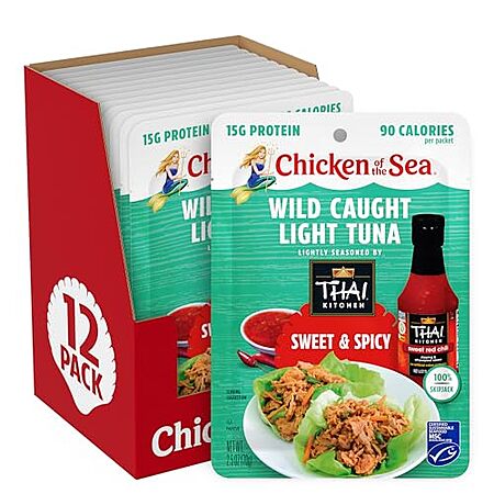 12-Pack 2.5oz Chicken of the Sea Wild Caught Light Tuna (Sweet & Spicy)