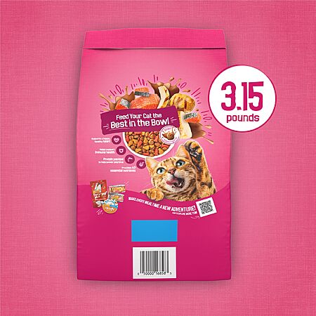 $3.30 S&S CLIP Q Purina Friskies Gravy Swirlers With Flavors of Chicken, Salmon and Gravy Dry Cat Food - 3.15 lb. Bag  Amazon