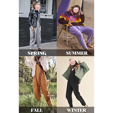 Ekouaer Womens Jumpsuit Sleeveless Casual Summer Overalls Jumpers Spaghetti Strap Baggy Long Pants Rompers with Pockets White Floral S $9.99