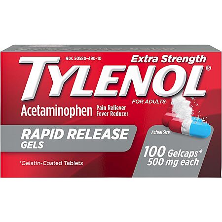 100-Ct Tylenol Extra Strength Acetaminophen Rapid Release Gels