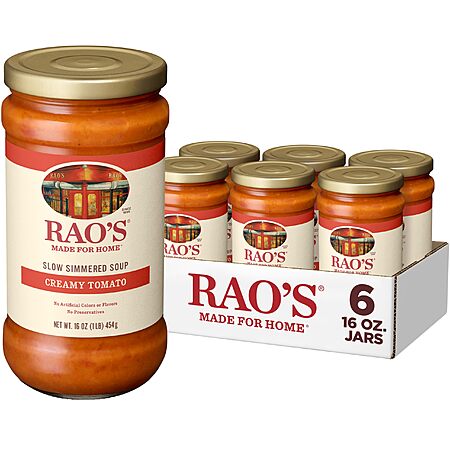 6-Pack 16-Oz Rao’s Made For Home Soup (Creamy Tomato) $15.01 w/ S&S + Free Shipping w/ Prime or on orders over $35